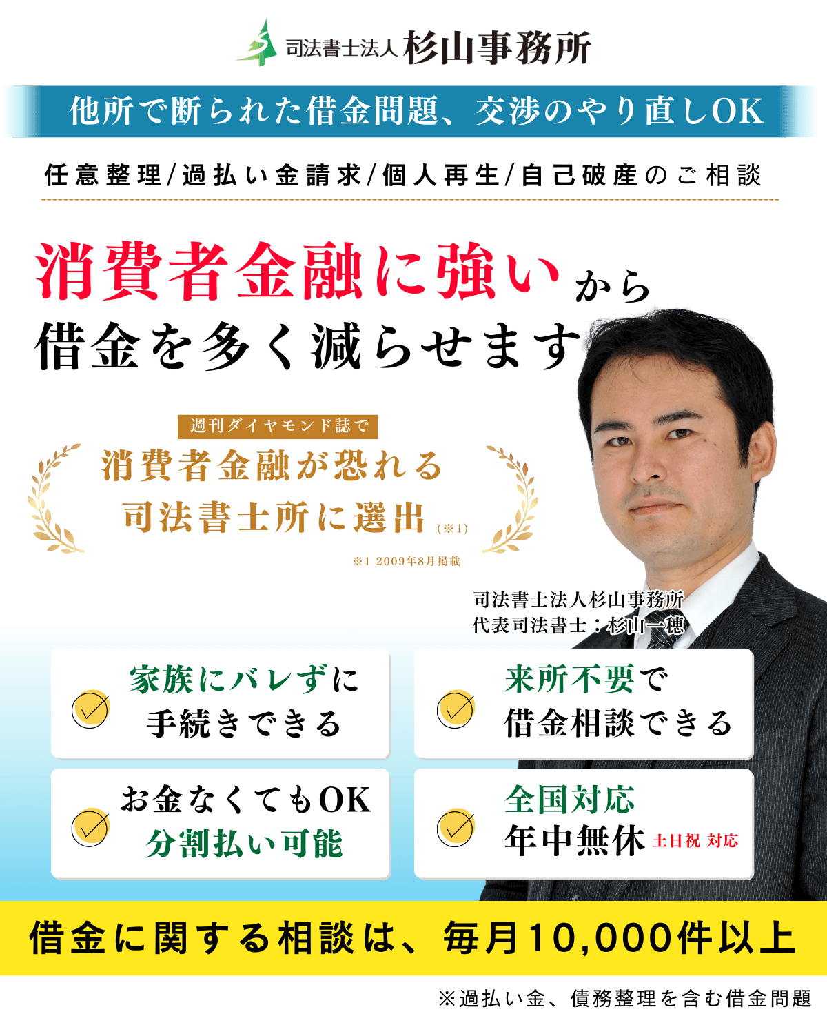 内緒で債務整理するなら杉山事務所